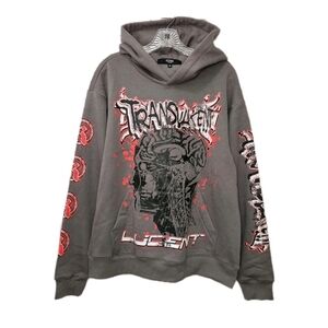 KDNK Dark Gray Translucent Lucent Hoodie Mens Size Medium NEW